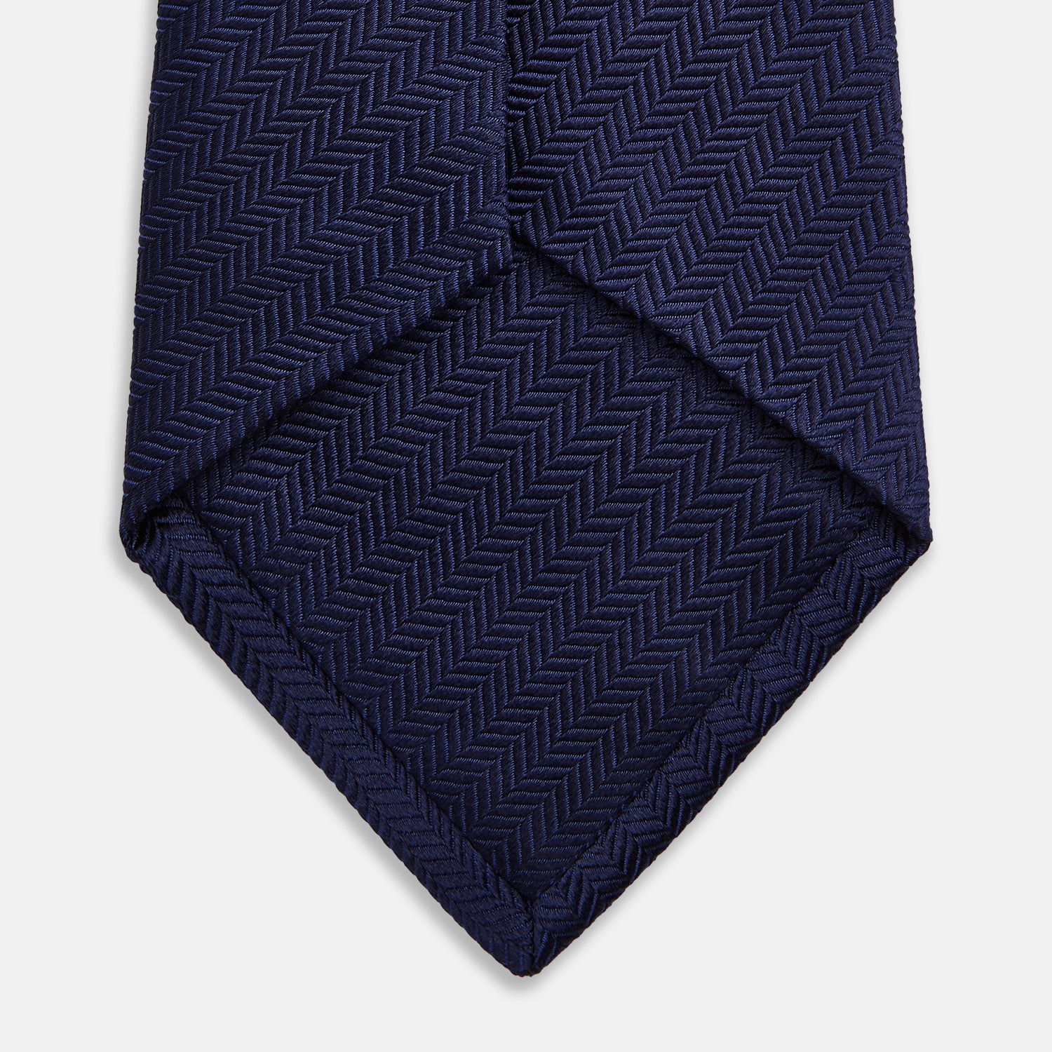 Slim Navy Herringbone Silk Tie