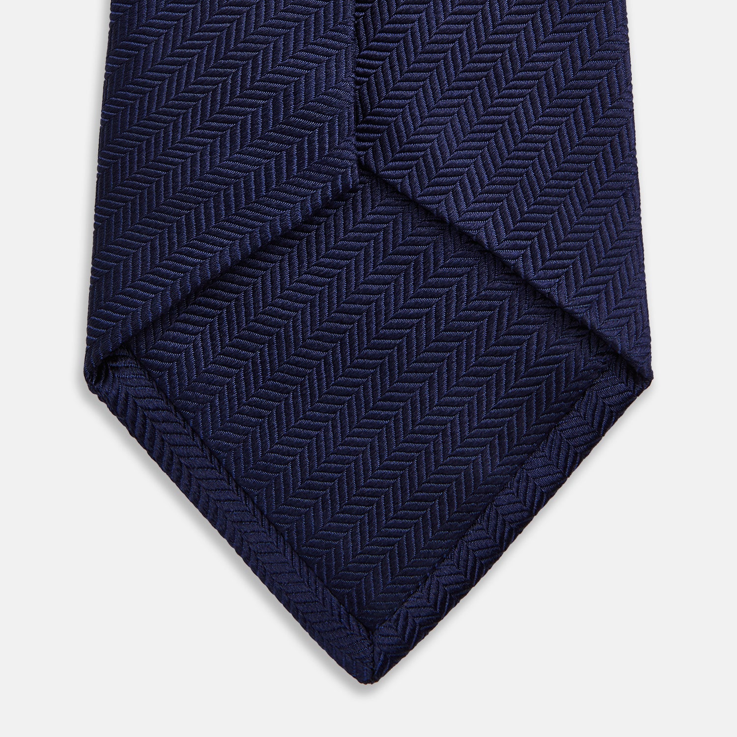 View 4 of product Slim Navy Herringbone Silk Tie