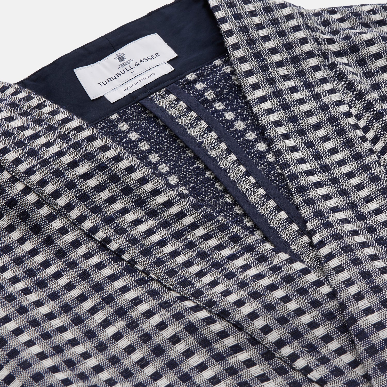 View 5 of product Navy Silk Chequered Kimono Gown