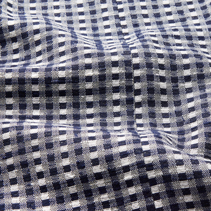Navy Silk Chequered Kimono Gown Image 5