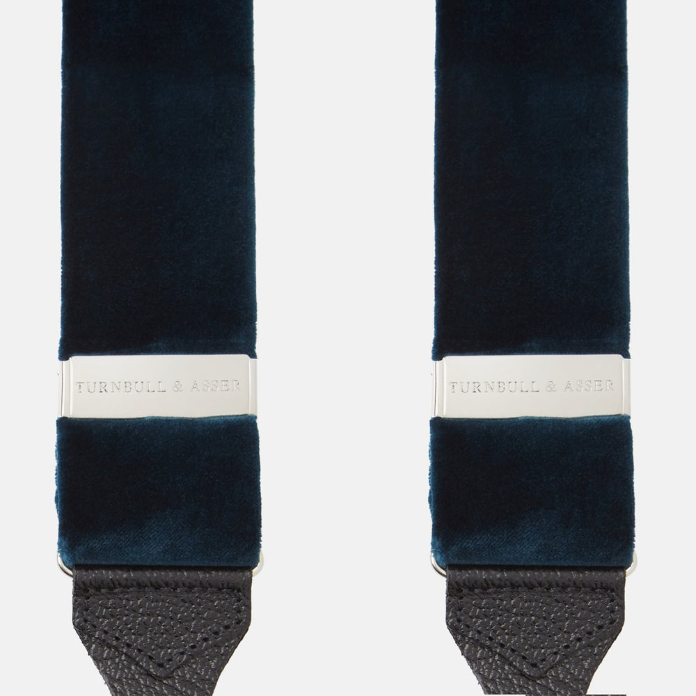 Teal Velvet buttoned Braces