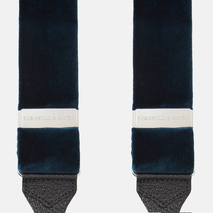 Teal Velvet buttoned Braces Image 1