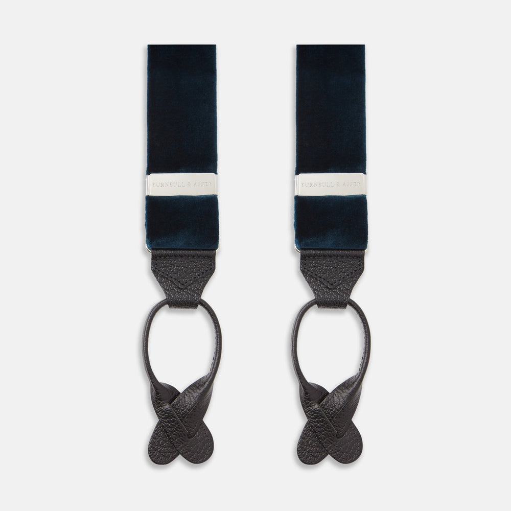 Teal Velvet buttoned Braces