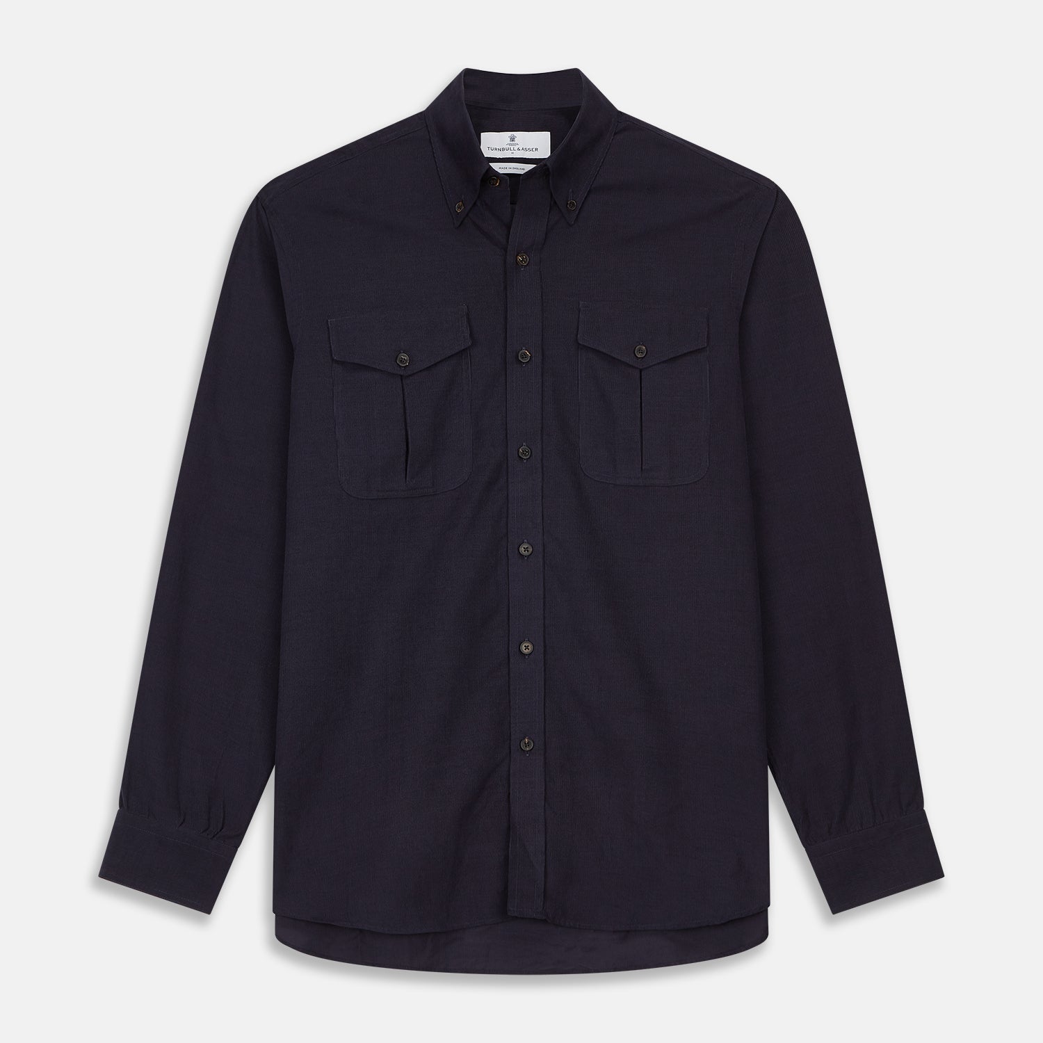 View 1 of product Midnight Blue Corduroy Officer Weekend Fit Shirt with Dorset Collar and 1-Button Cuffs