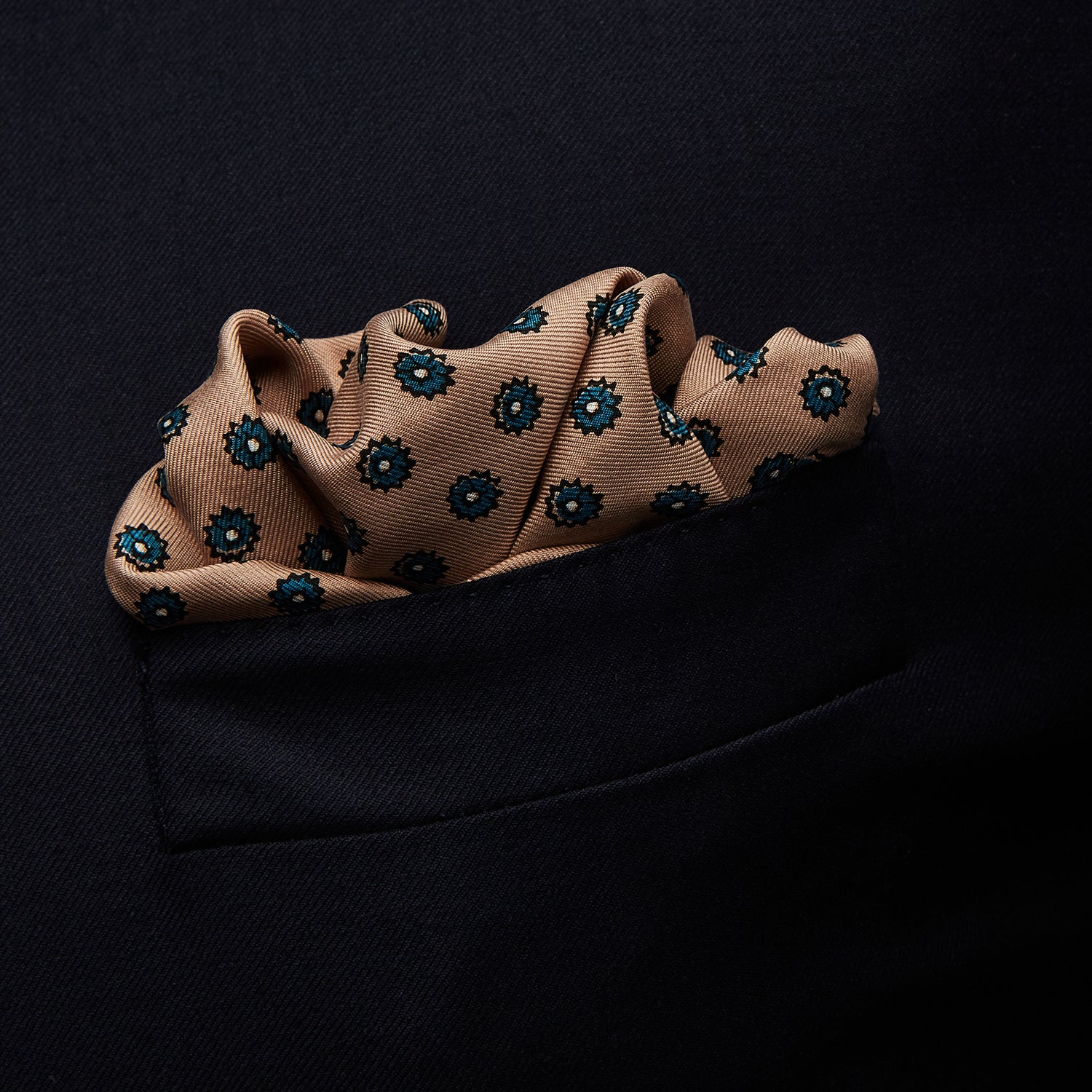 View 3 of product Copper Fine Floral Print Silk Pocket Square