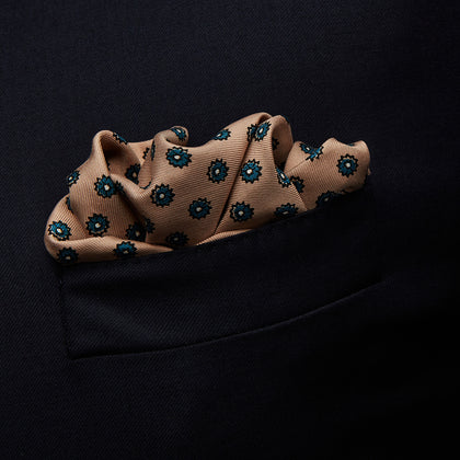 Copper Fine Floral Print Silk Pocket Square Image 2