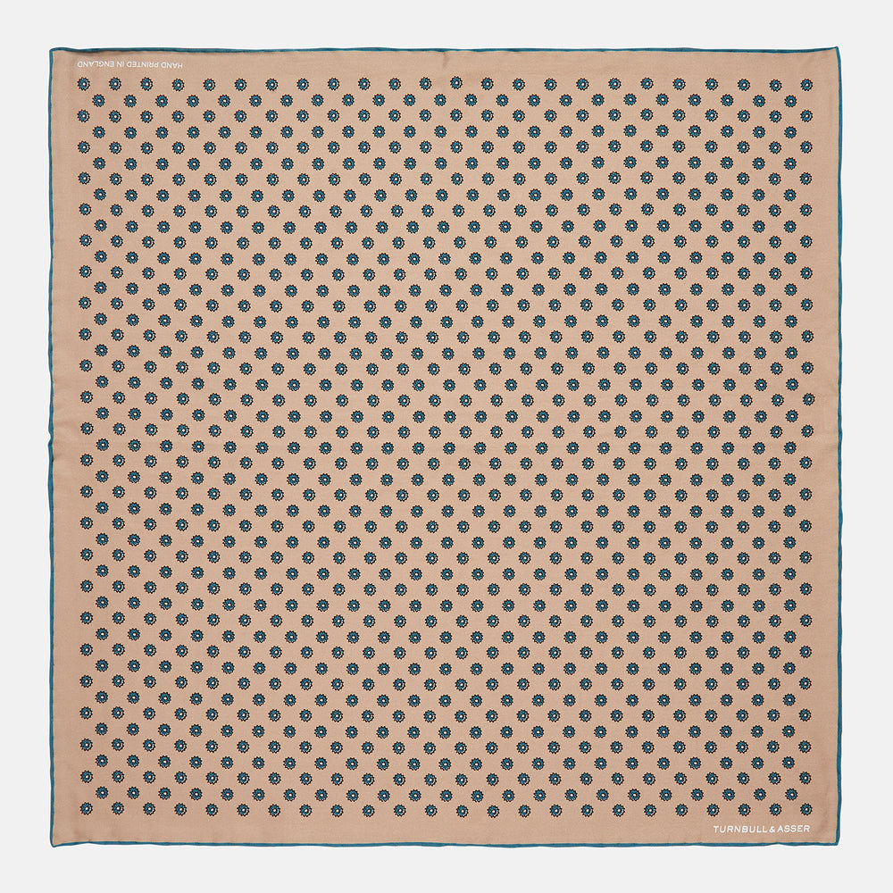 Copper Fine Floral Print Silk Pocket Square