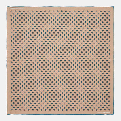 Copper Fine Floral Print Silk Pocket Square