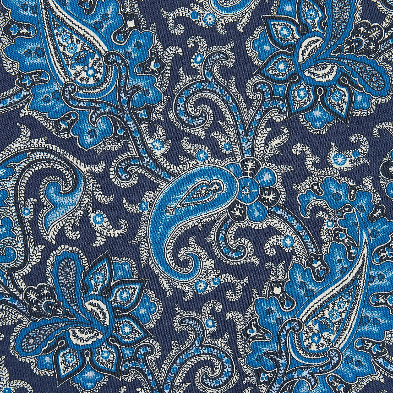 Royal Blue and Turquoise Classic Paisley Silk Pocket Square
