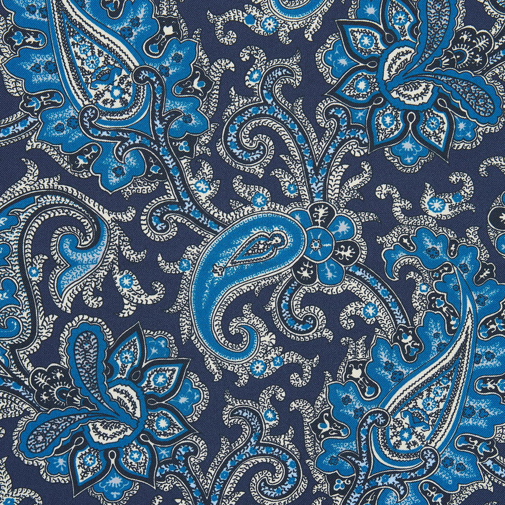 Royal Blue and Turquoise Classic Paisley Silk Pocket Square