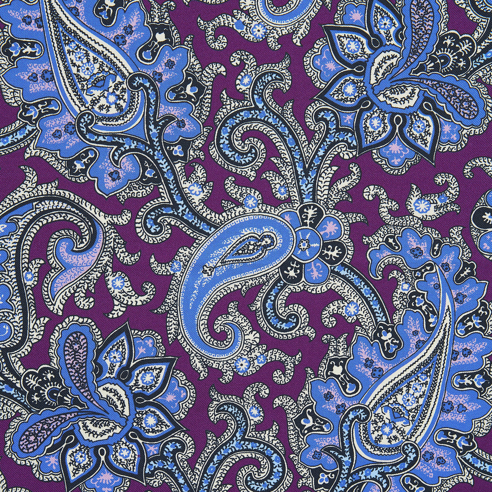 Magenta and Turquoise Classic Paisley Silk Pocket Square