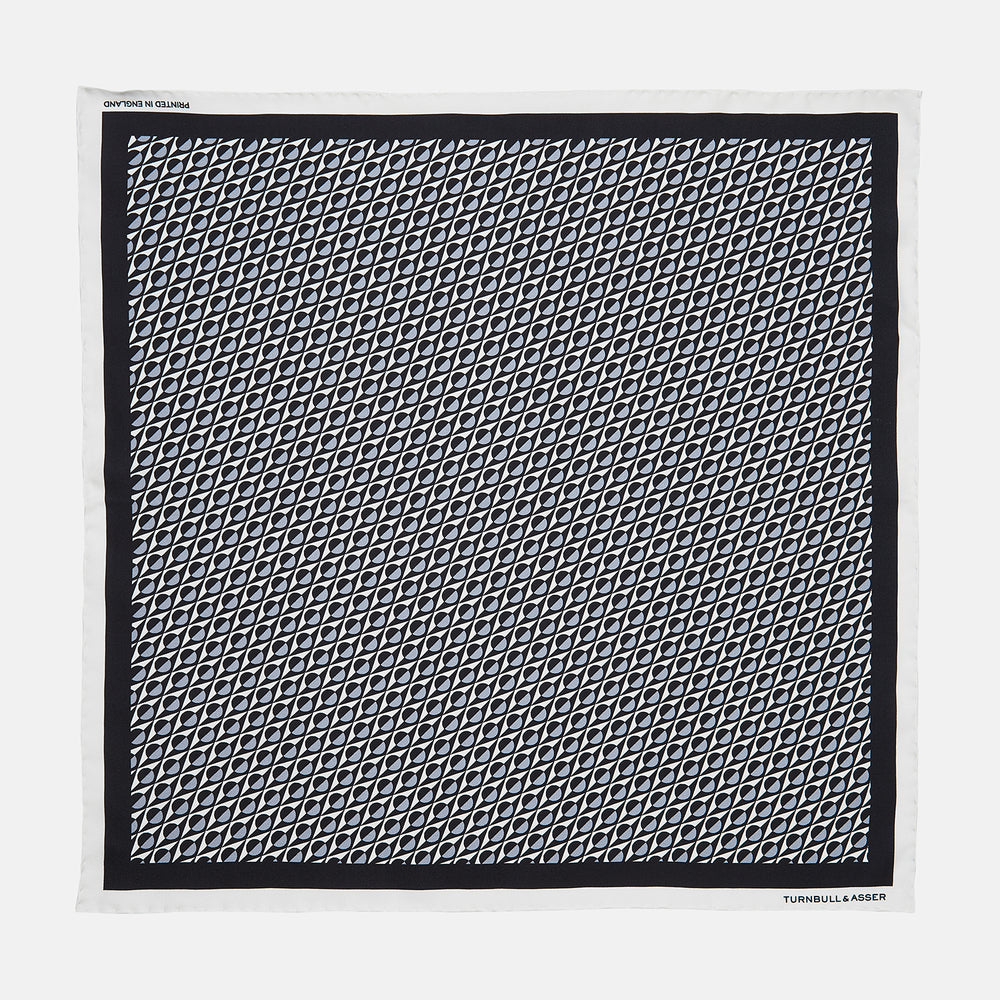 Charcoal Abstract Geometric Print Silk Pocket Square