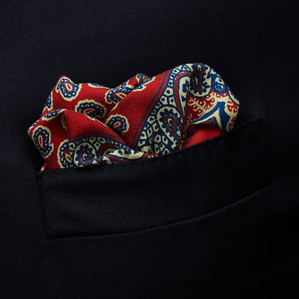 Red Neat Paisley Silk Pocket Square Image 2