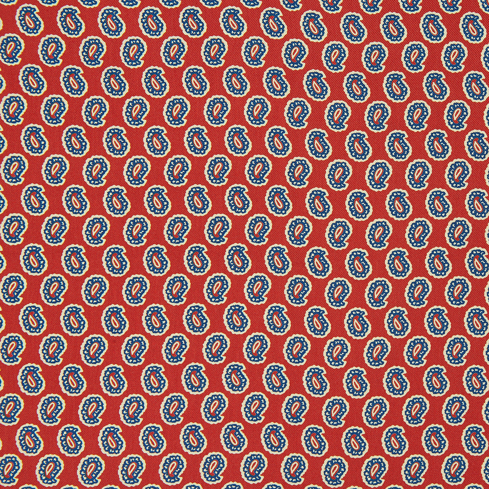 Red Neat Paisley Silk Pocket Square