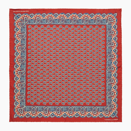 Red Neat Paisley Silk Pocket Square Image 3