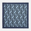 Blue Oversized Teardrop Paisley Print Silk Pocket Square