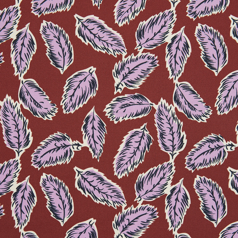 Red Abstract Feather Print Silk Pocket Square