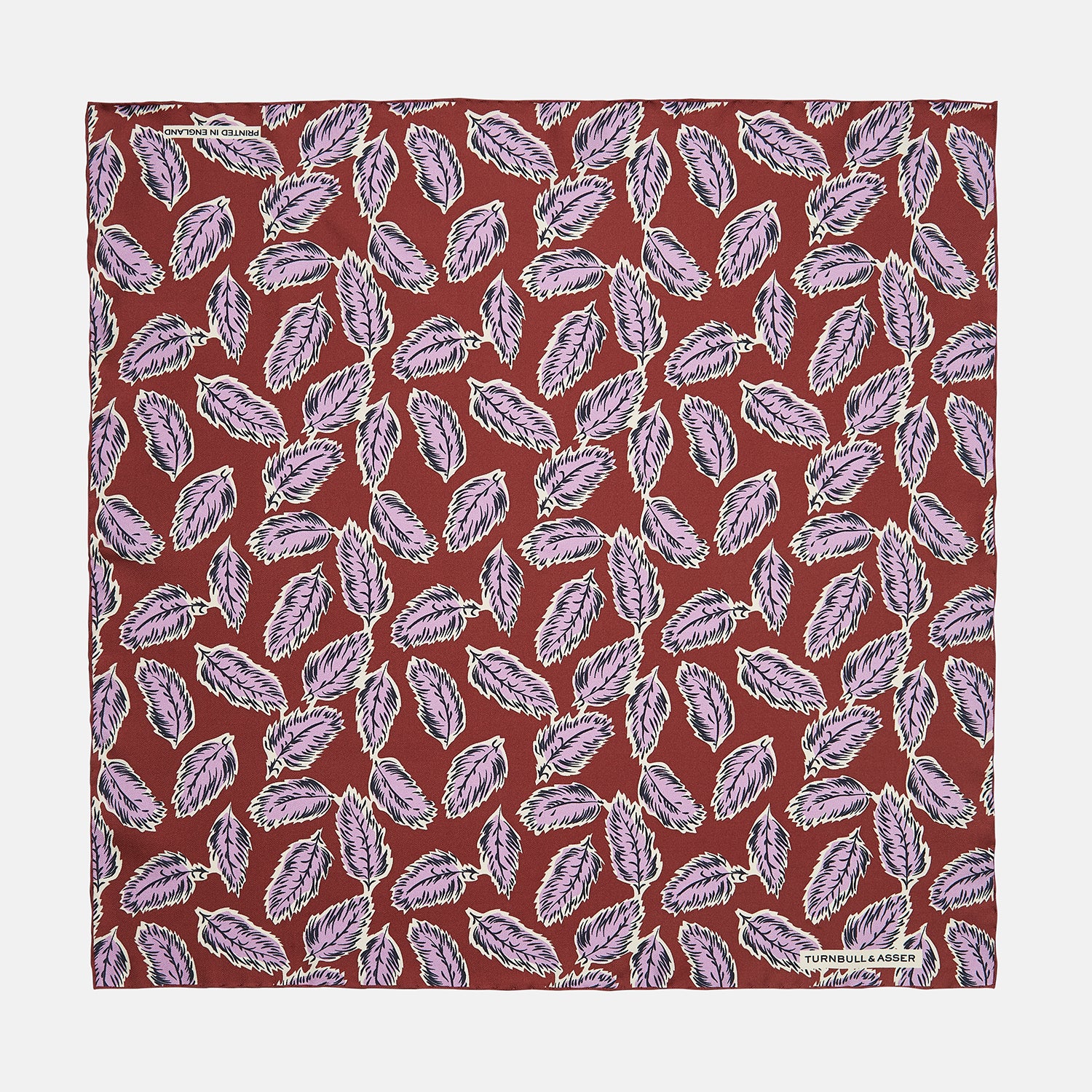 View 1 of product Red Abstract Feather Print Silk Pocket Square