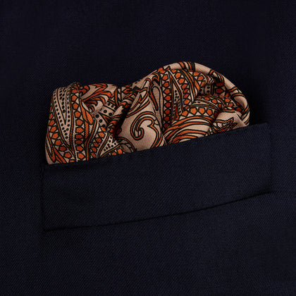 Orange House Paisley Print Silk Pocket Square Image 2