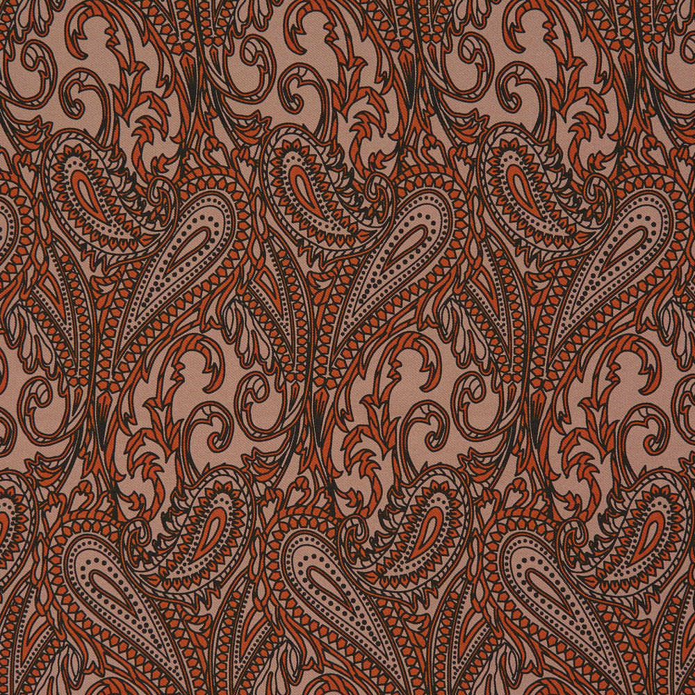 Orange House Paisley Print Silk Pocket Square