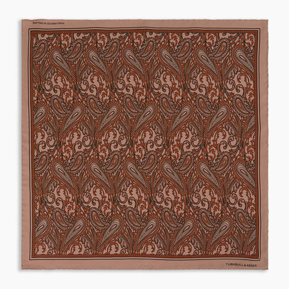 Orange House Paisley Print Silk Pocket Square Image 3