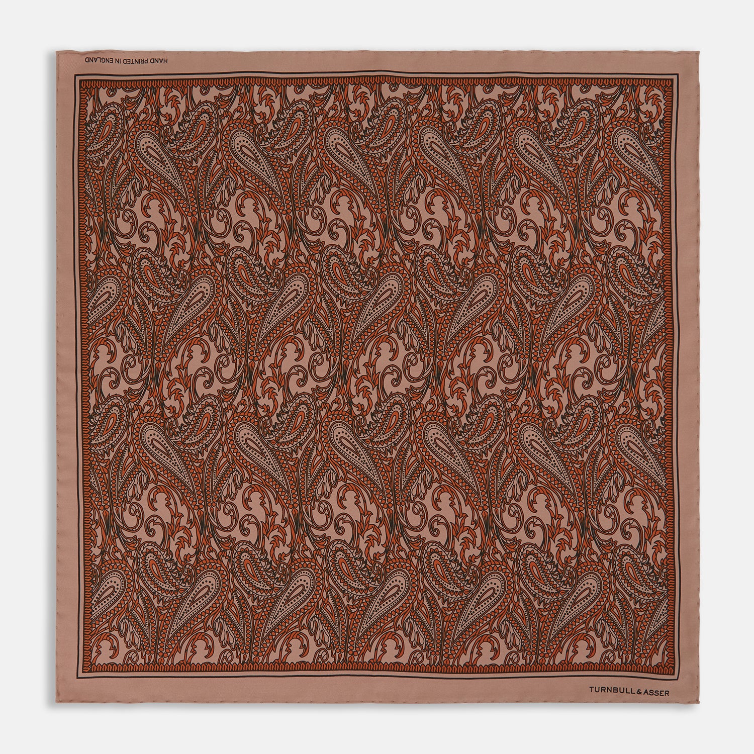 View 1 of product Orange House Paisley Print Silk Pocket Square