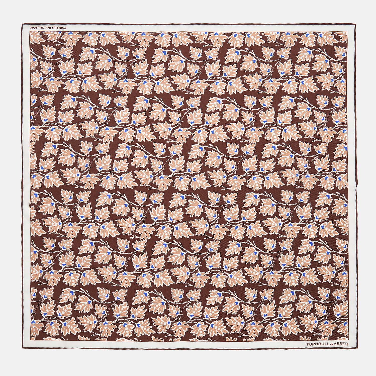Chocolate Vine Print Silk Pocket Square