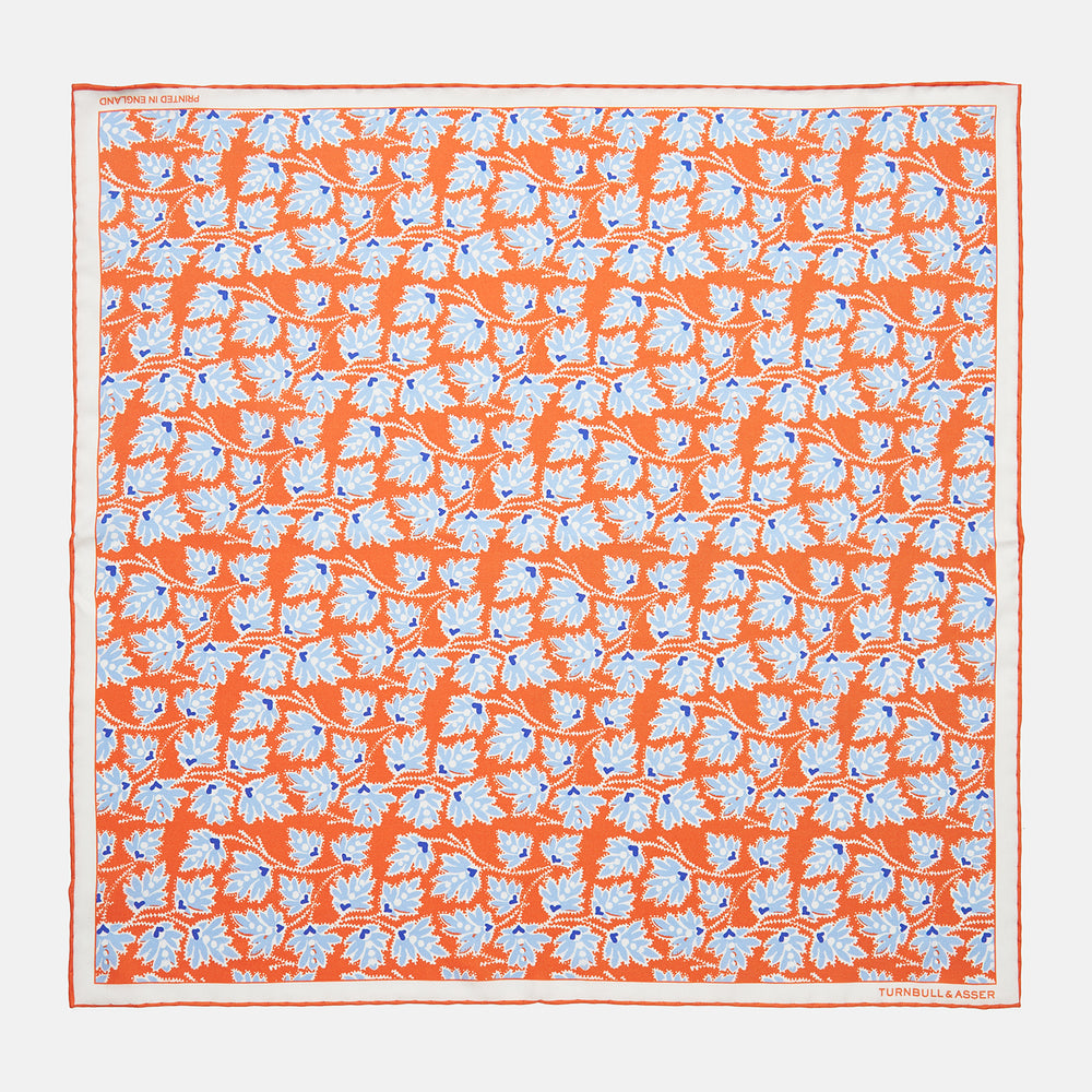 Orange Vine Print Silk Pocket Square