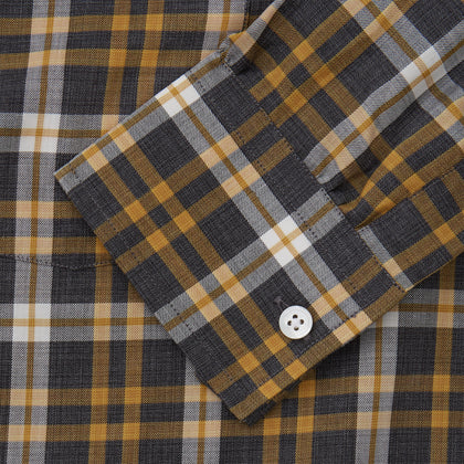 Yellow Check Weekend Fit Flannel Shirt with Derby Collar and 1-Button Cuffs Image 2