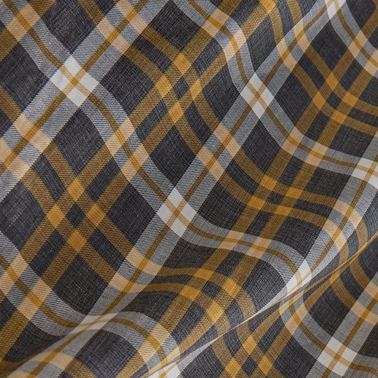 View 4 of product Yellow Check Weekend Fit Flannel Shirt with Derby Collar and 1-Button Cuffs