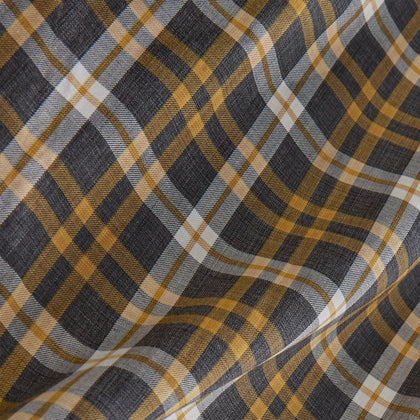 Yellow Check Weekend Fit Flannel Shirt with Derby Collar and 1-Button Cuffs Image 3