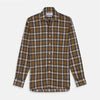 View 1 of product Yellow Check Weekend Fit Flannel Shirt with Derby Collar and 1-Button Cuffs