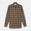 Yellow Check Weekend Fit Flannel Shirt with Derby Collar and 1-Button Cuffs