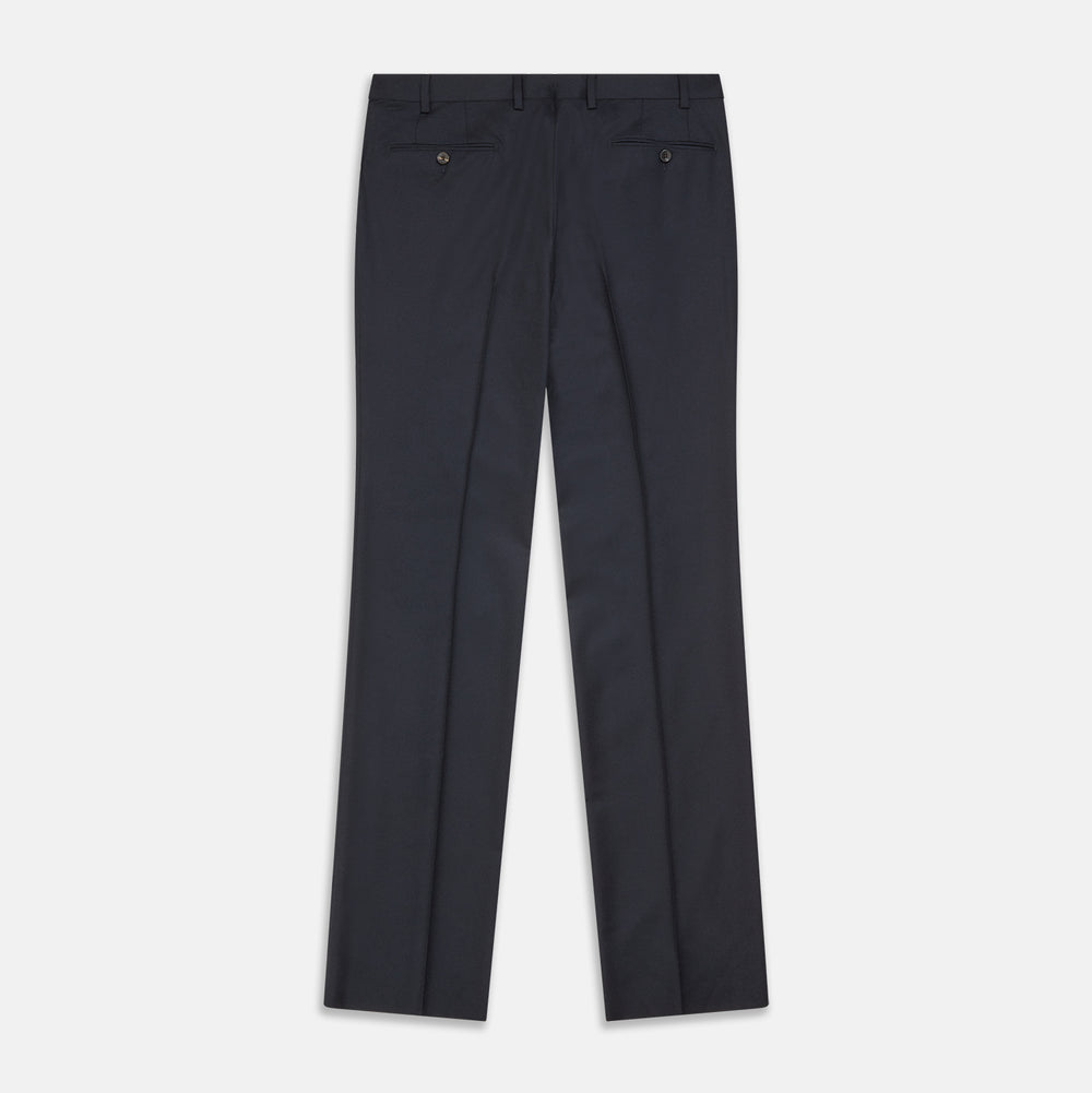 Navy Wool Pleated Jasper Trouser