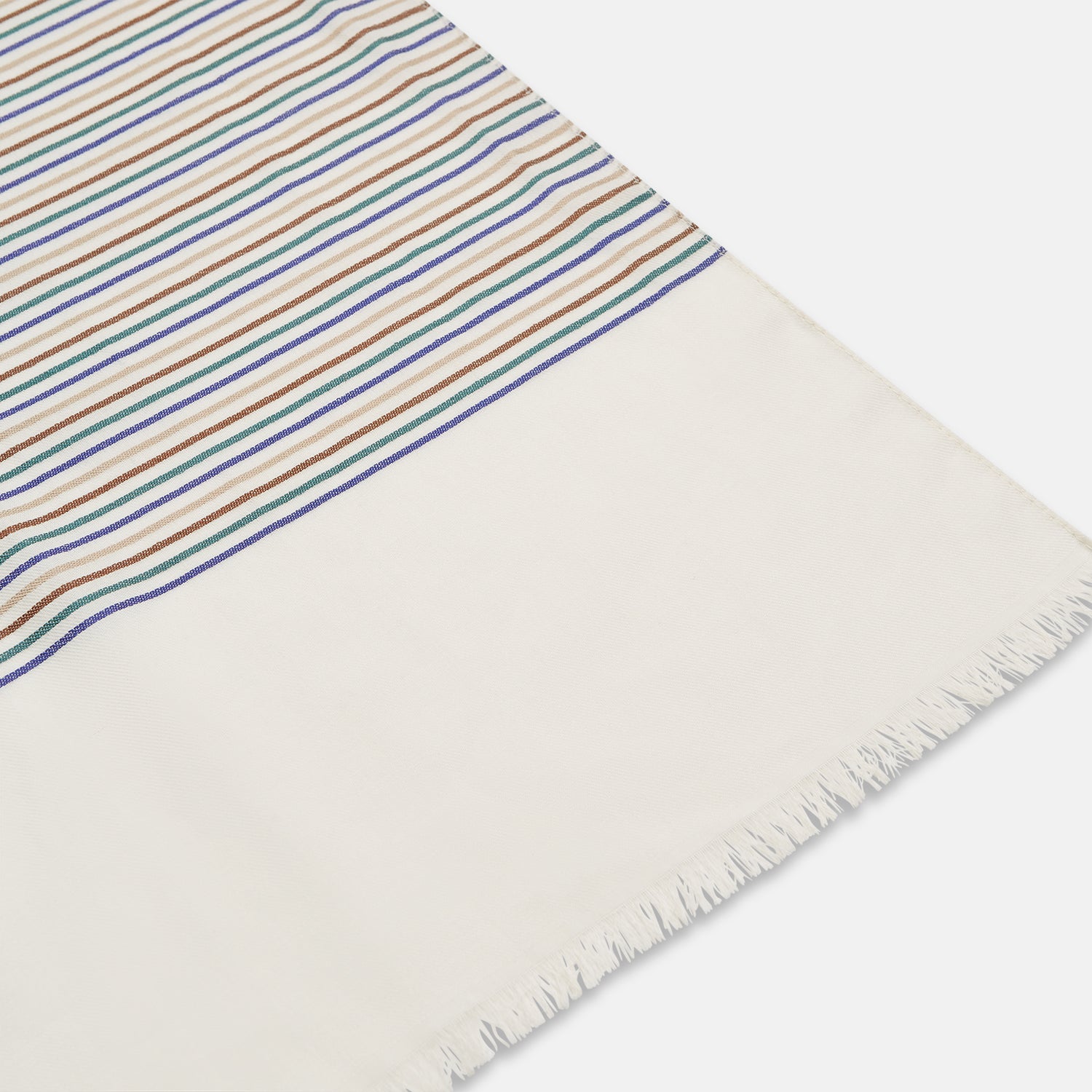 View 3 of product Cream Abstract Stripe Print Lightweight Wool Scarf