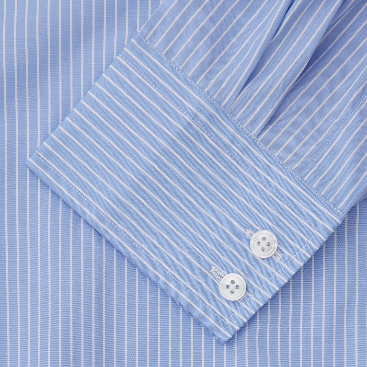 View 3 of product Powder Blue Stripe Tailored Fit Shirt with Kent Collar and 2-Button Cuffs