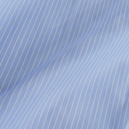Powder Blue Stripe Tailored Fit Shirt with Kent Collar and 2-Button Cuffs Image 3