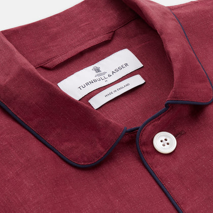 Burgundy Linen Modern Pyjama Set Image 4