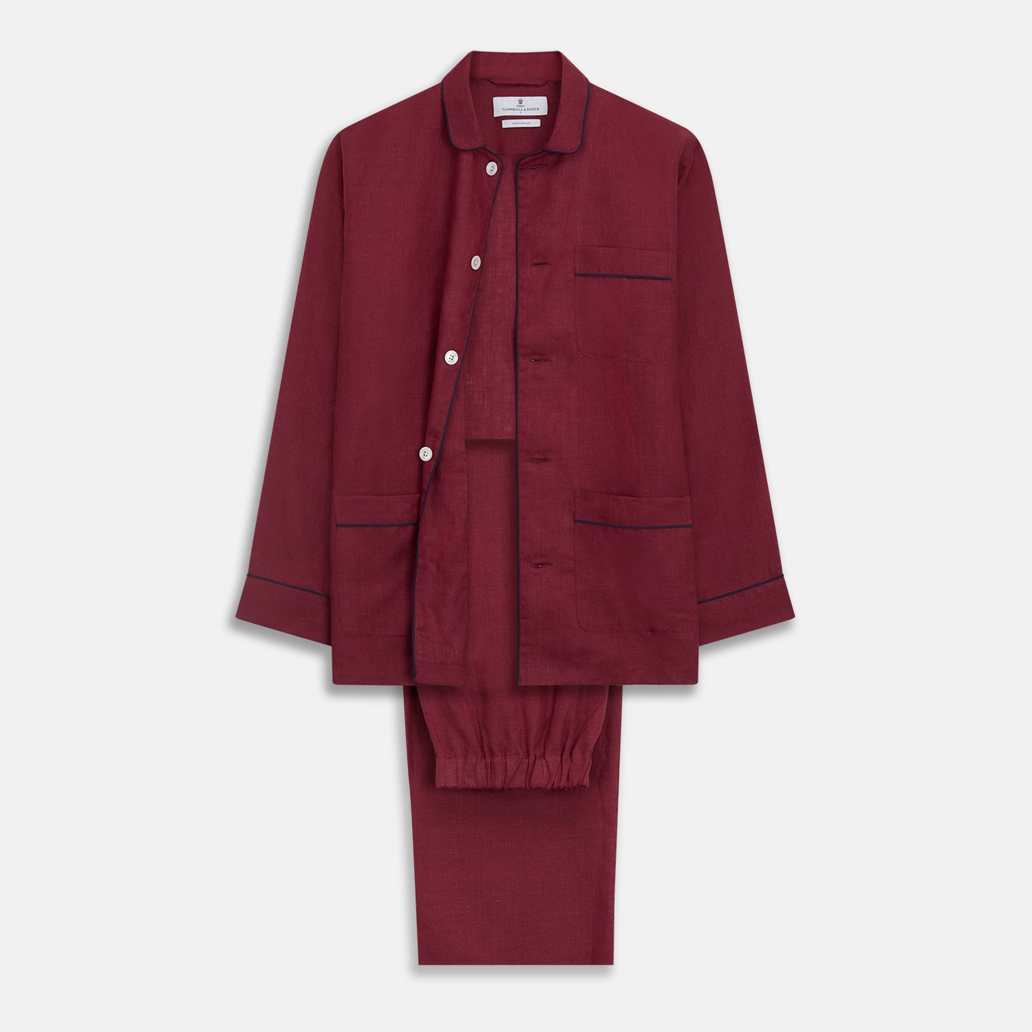Burgundy Linen Modern Pyjama Set