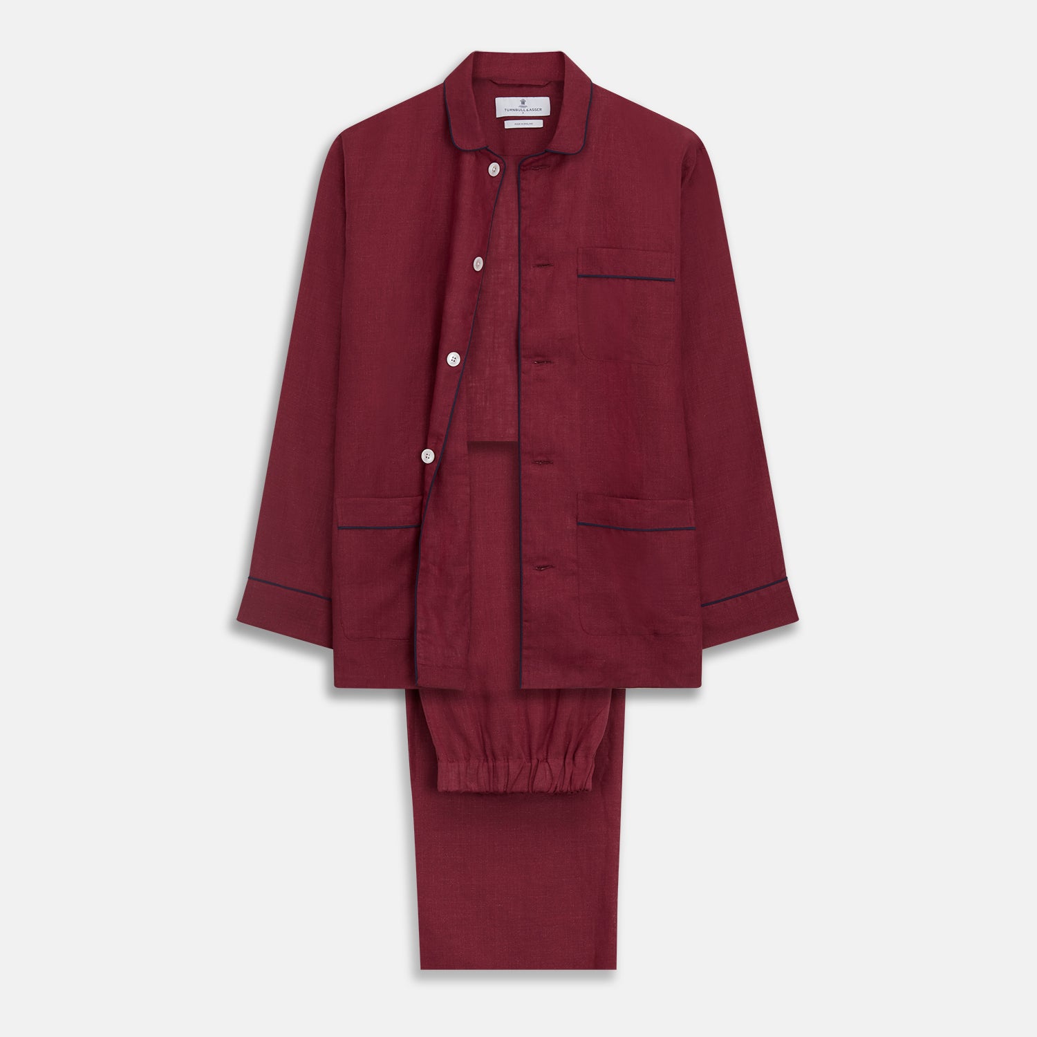 View 1 of product Burgundy Linen Modern Pyjama Set