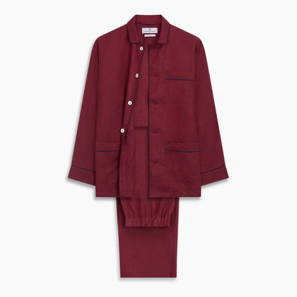 Burgundy Linen Modern Pyjama Set Image 8