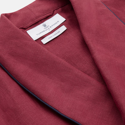 Burgundy Linen Piped Gown Image 3