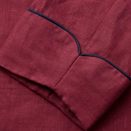 Burgundy Linen Piped Gown Image 4