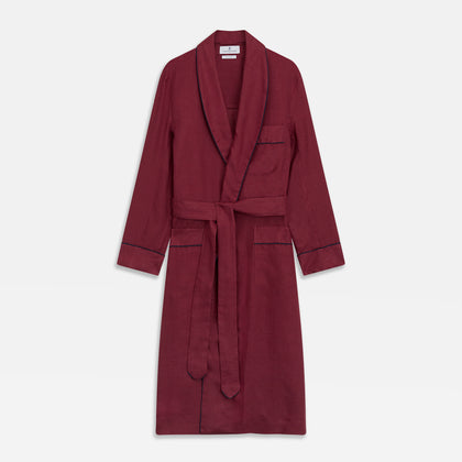 Burgundy Linen Piped Gown Image 1