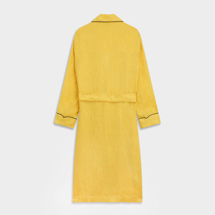Ochre Linen Piped Gown Image 6