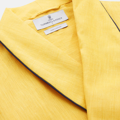 Ochre Linen Piped Gown Image 4