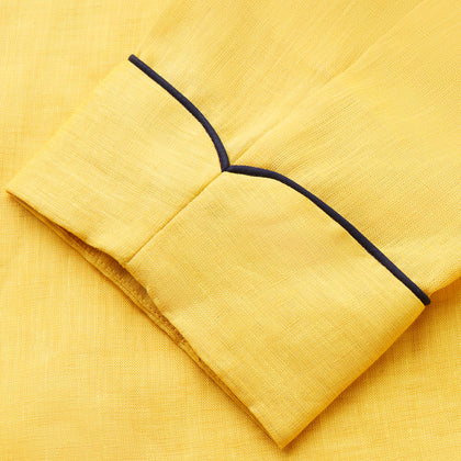 Ochre Linen Piped Gown Image 5