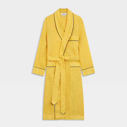 Ochre Linen Piped Gown