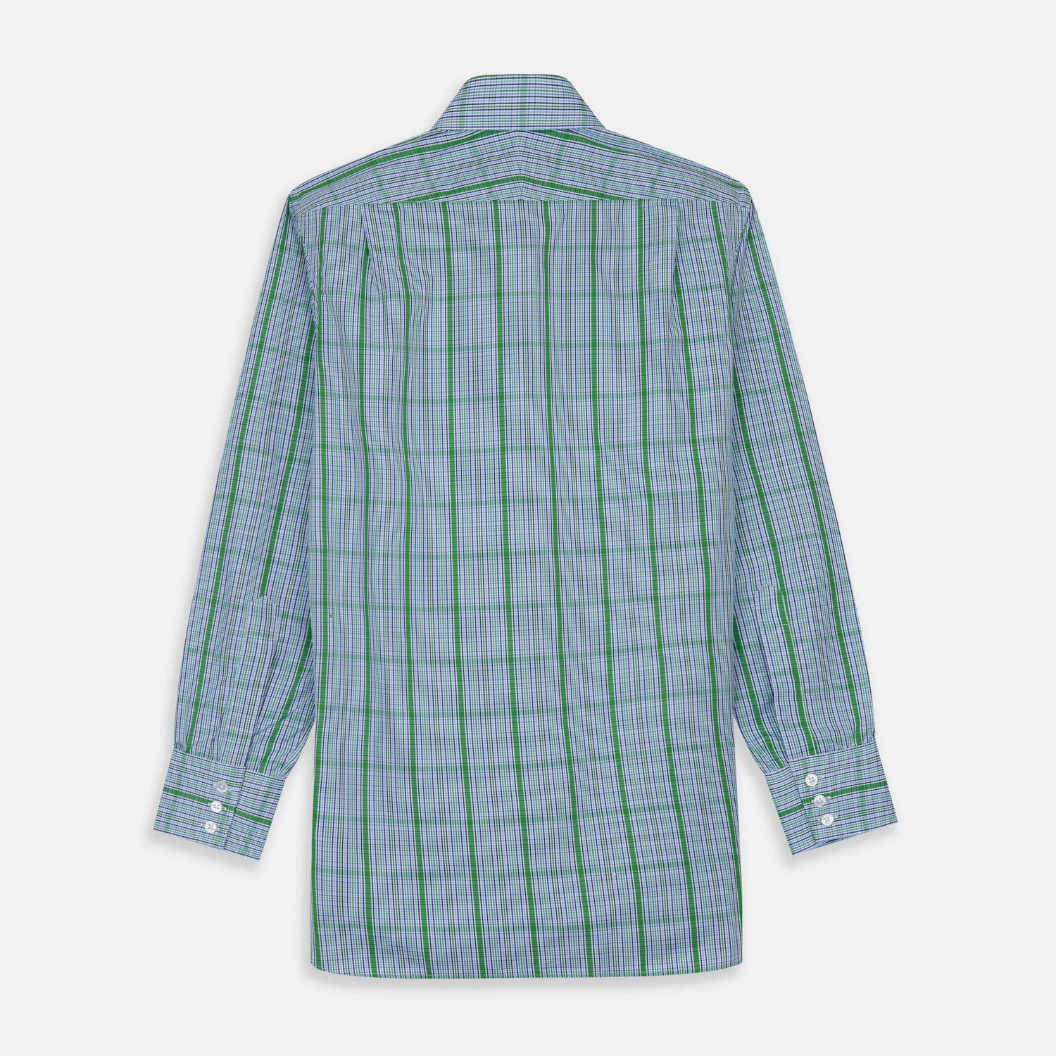 View 5 of product Green and Blue Fancy Check Regular Fit Shirt with T&A Collar