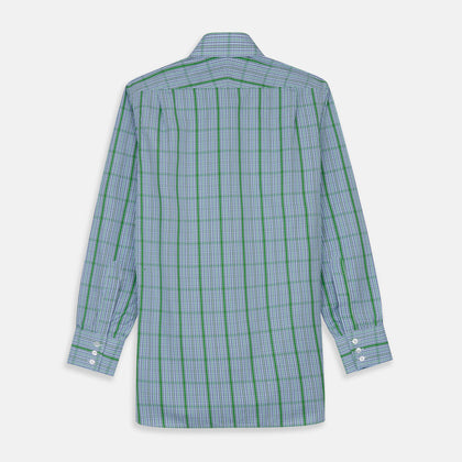 Green and Blue Fancy Check Regular Fit Shirt with T&A Collar Image 4